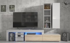 Σύνθετο σαλονιου MILANO 215-280 Λευκό-χρώμα δρυός WOTAN-Λευκό Σύνθετο σαλονιου MILANO 215-280 Λευκό-χρώμα δρυός WOTAN-Λευκό